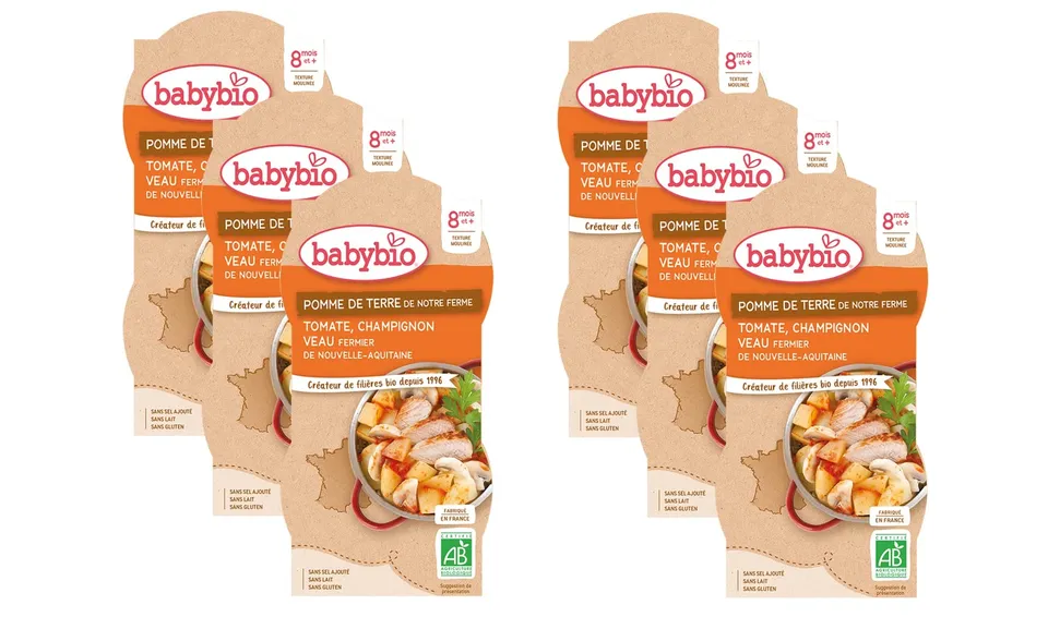 babybio-bols-pomme-de-terre-tomate-champignon-veau-2x200g-d-s-8-mois-lot-de-6-bi image 1