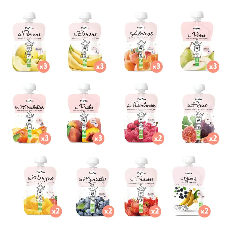 popote-les-fruits-pack-d-couverte-30-gourdes-compotes-bio-mono-saveur image 1