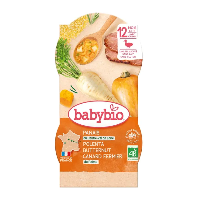 babybio-bol-panais-courge-butternut-canard-fermier-du-poitou-polenta-bio-400g image 1