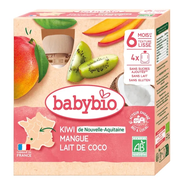 babybio-gourde-kiwi-mangue-lait-de-coco-bio-4-x-90g image 1