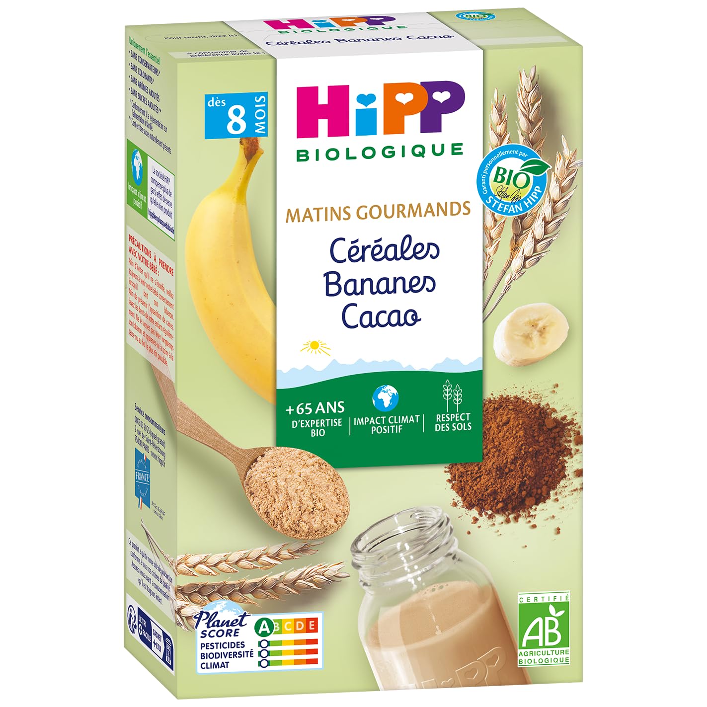 hipp-biologique-c-r-ales-bananes-cacao-d-s-8-mois-lot-de-6-x-250-g image 3