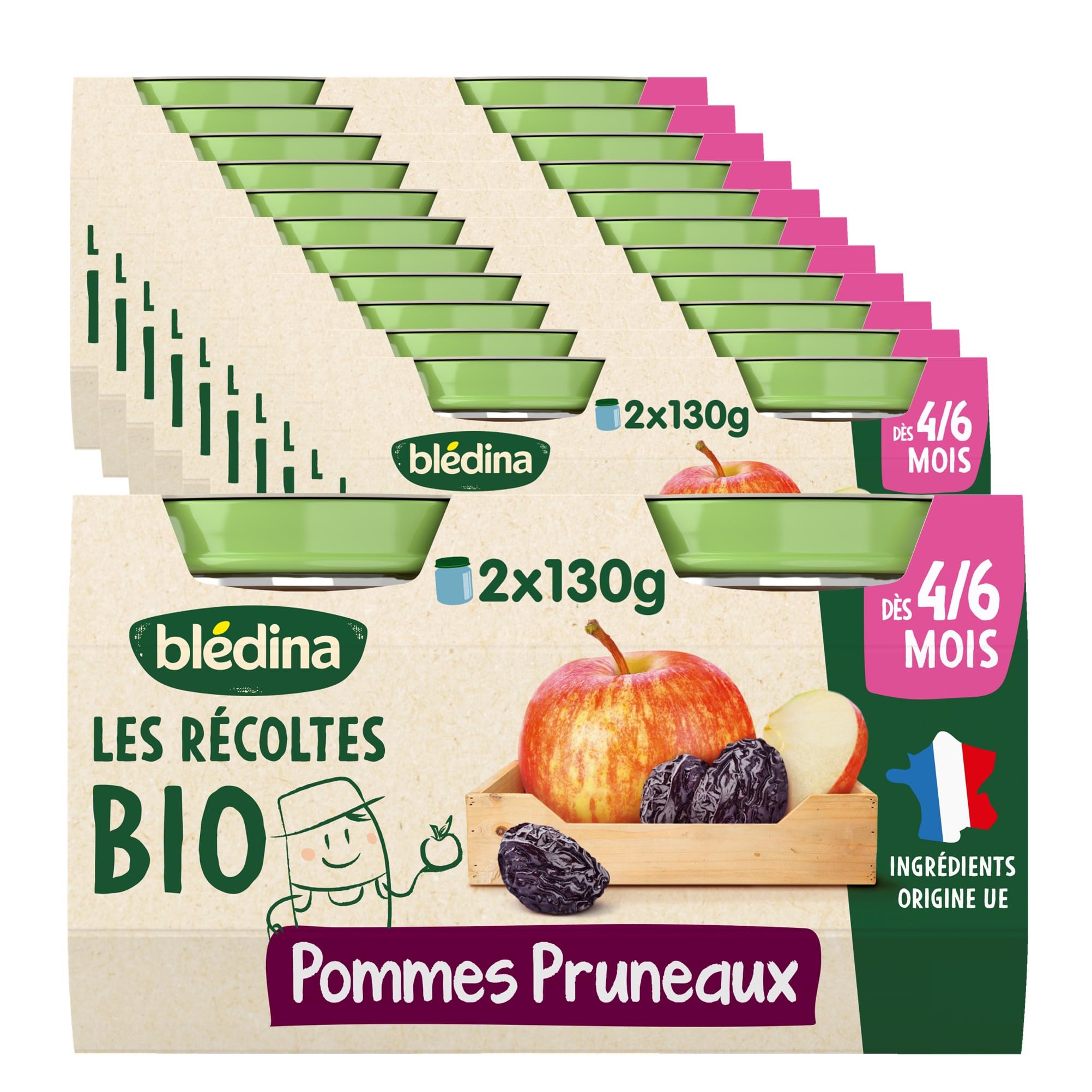 bl-dina-les-r-coltes-bio-pot-pommes-m-res-d-s-4-6-mois-2x130g image 2