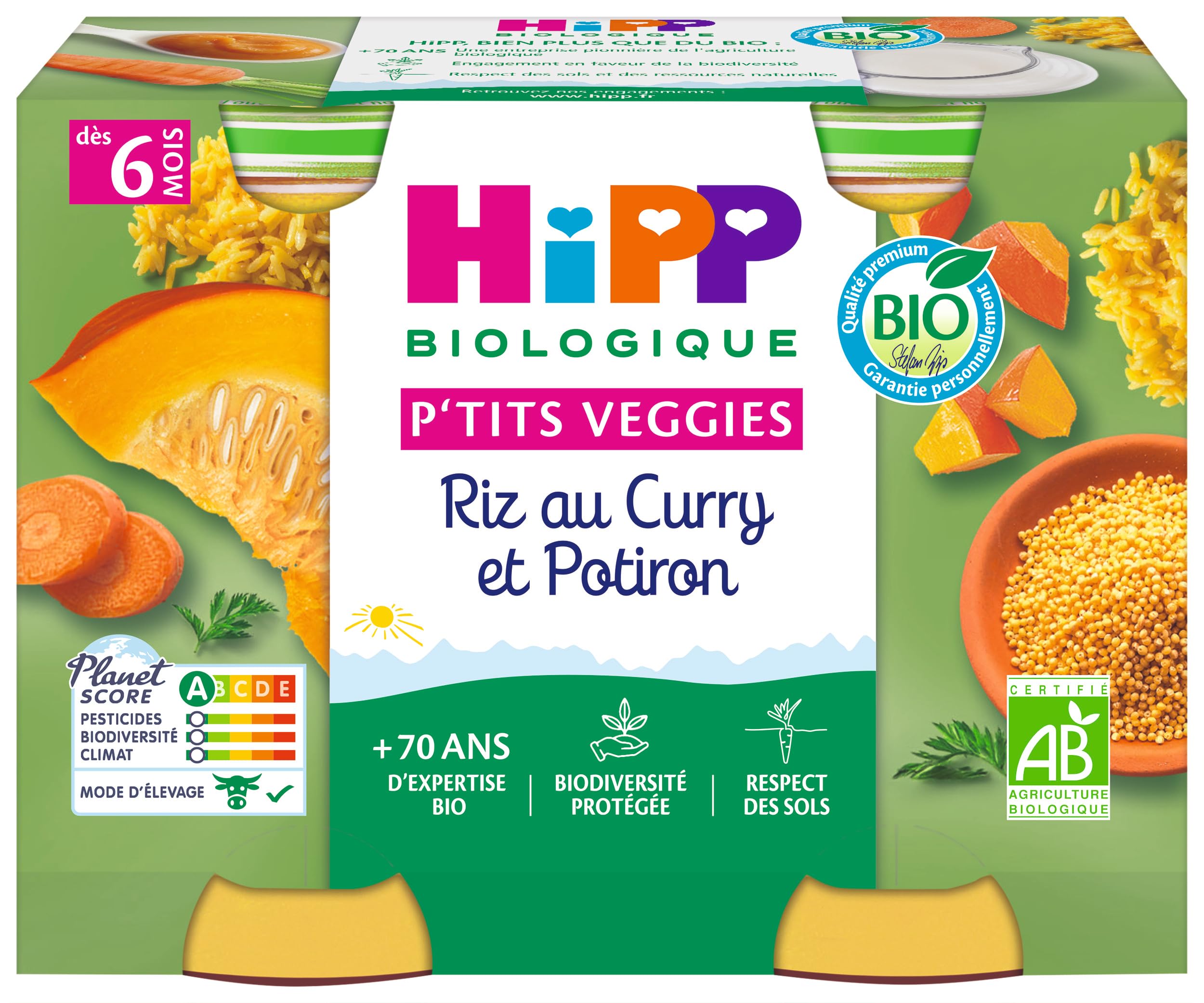hipp-p-tits-veggies-2-vari-t-s-d-s-6-mois-bio-pots-2x190g-lot-de-6 image 6