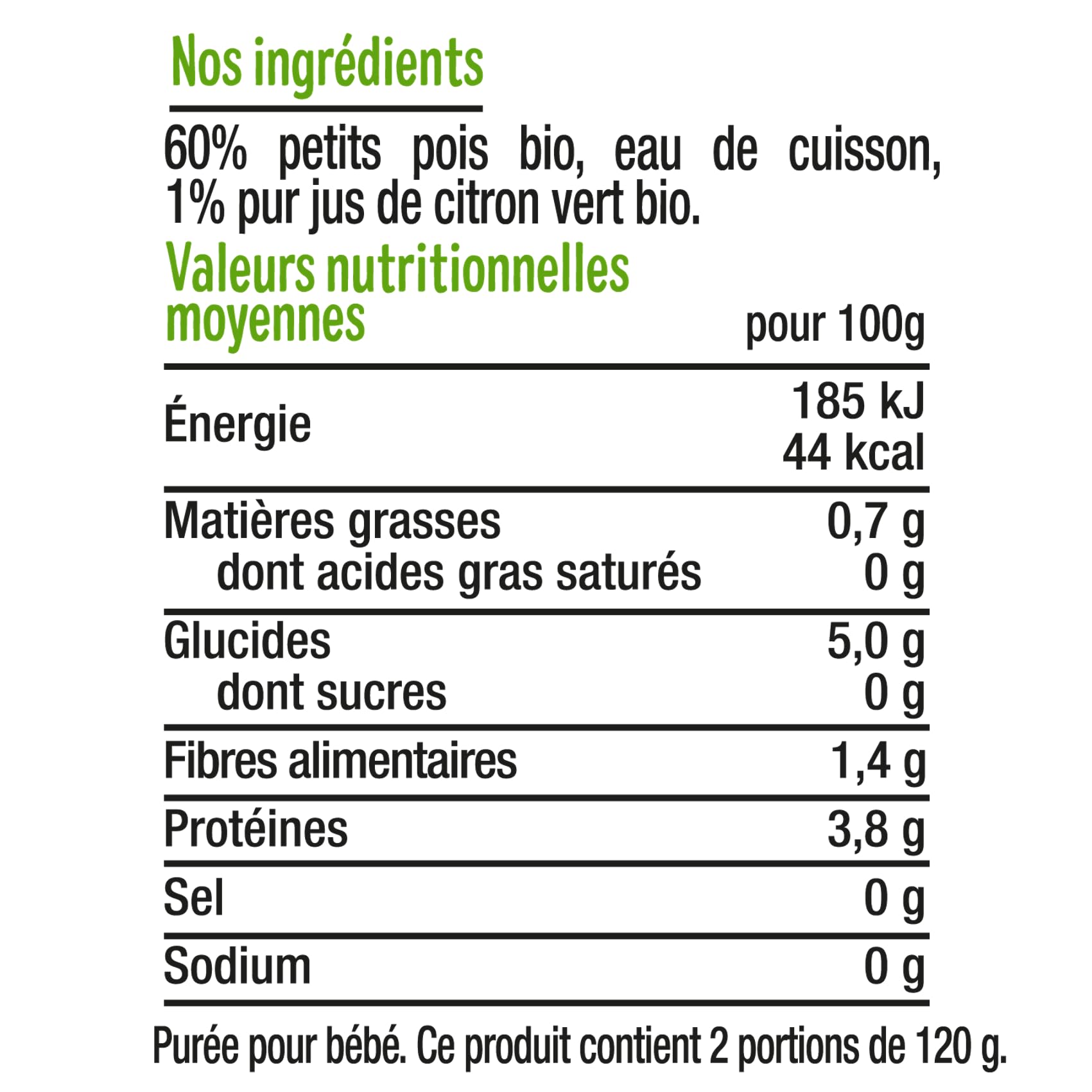 good-go-t-les-petits-pois-bio-b-b-d-s-4-mois-6-lots-de-2x120g image 2