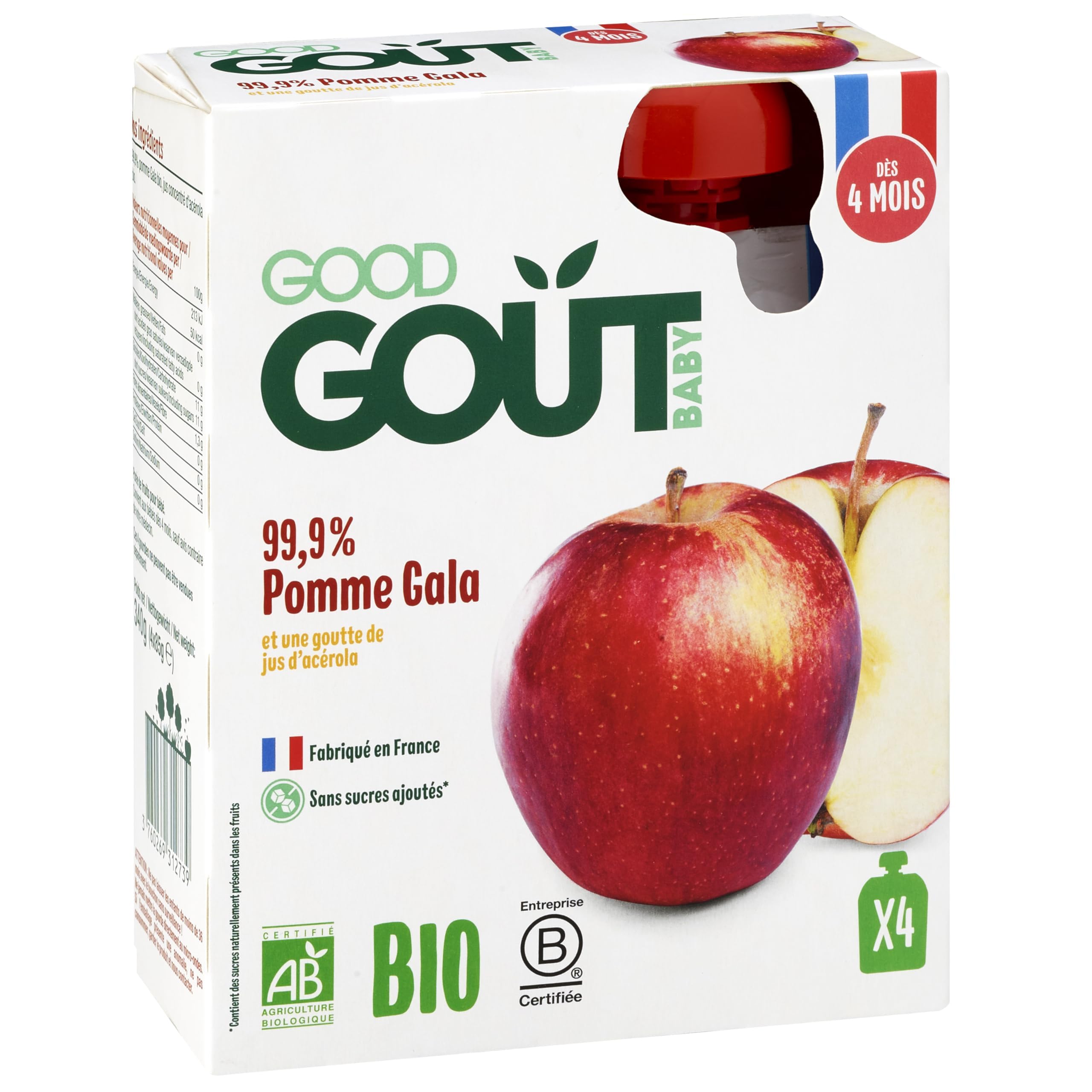good-go-t-gourdes-pomme-gala-pur-e-de-fruits-bio-sans-sucres-ajout-s-d-s-4-mois- image 1