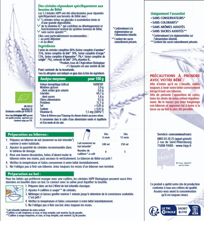 hipp-100-c-r-ales-bio-5-c-r-ales-d-s-6-mois-lot-de-6x250g image 6