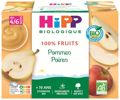 hipp-100-fruits-pommes-poires-bio-d-s-4-6-mois-coupelles-4x100g-lot-de-6 image 7