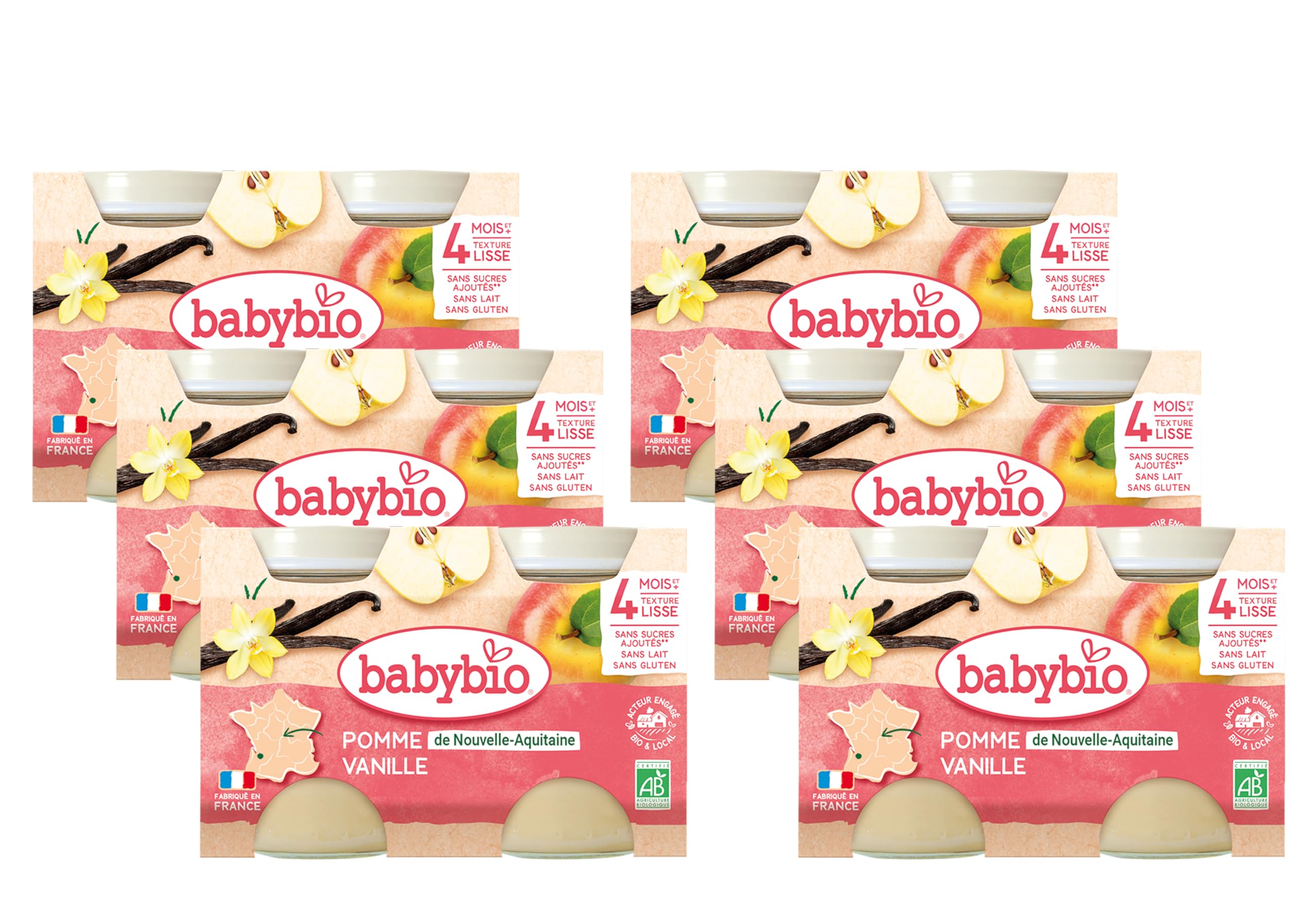 babybio-petits-pots-pomme-pruneau-dessert-compote-bio-d-s-4-mois-6-x-2-pots-de-1 image 4