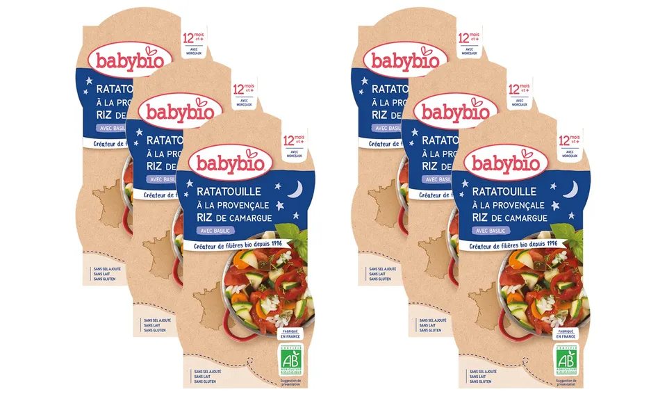 babybio-bols-ratatouille-riz-bio-12-mois-2x200g-lot-de-6 image 1