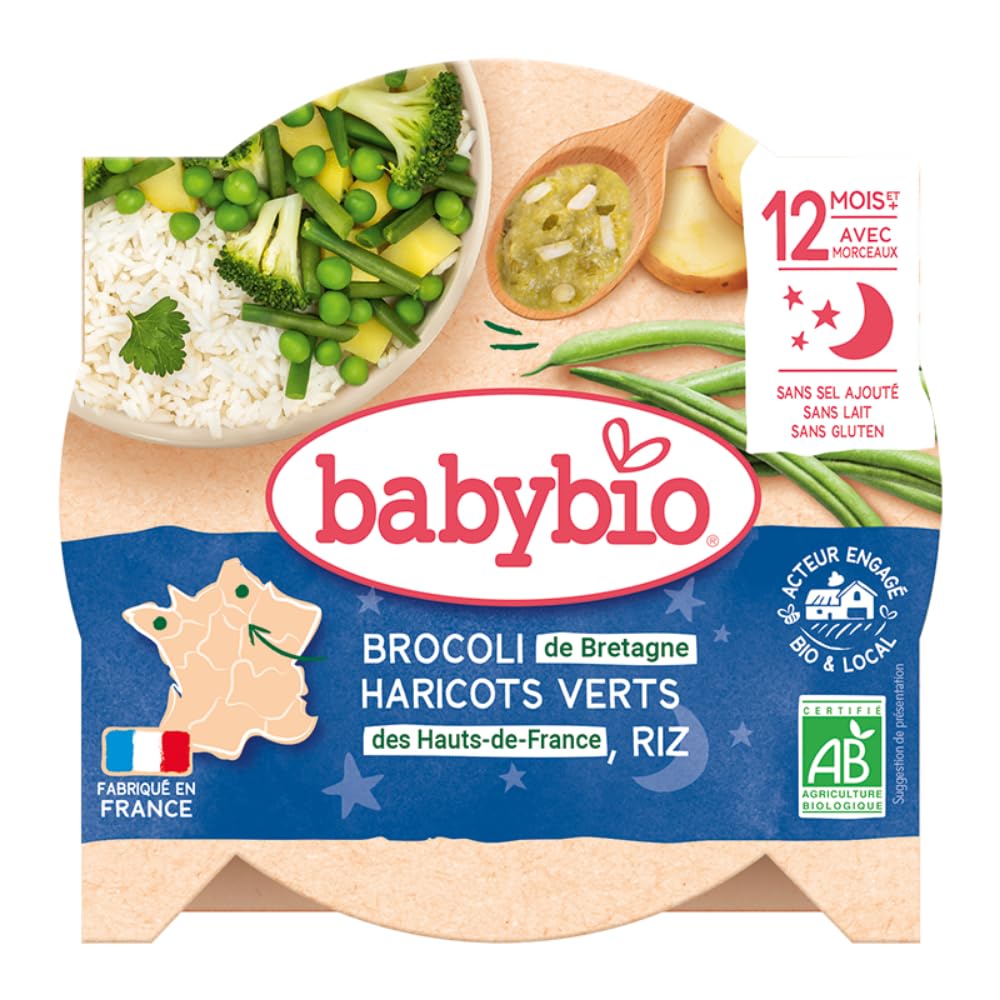 babybio-bonne-nuit-assiette-brocoli-haricots-verts-de-vend-e-riz-bio-230g-d-s-12 image 1