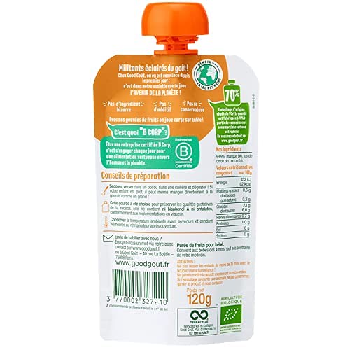 good-go-t-bio-gourde-pur-e-de-fruits-mangue-d-s-4-mois-120-g-pack-de-10 image 4