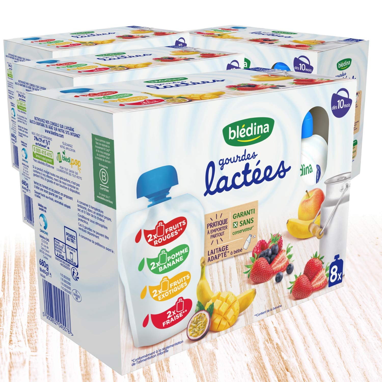 bl-dina-gourdes-lact-es-aux-fruits-d-s-10-mois-32-x-85-g-4-vari-t-s image 2