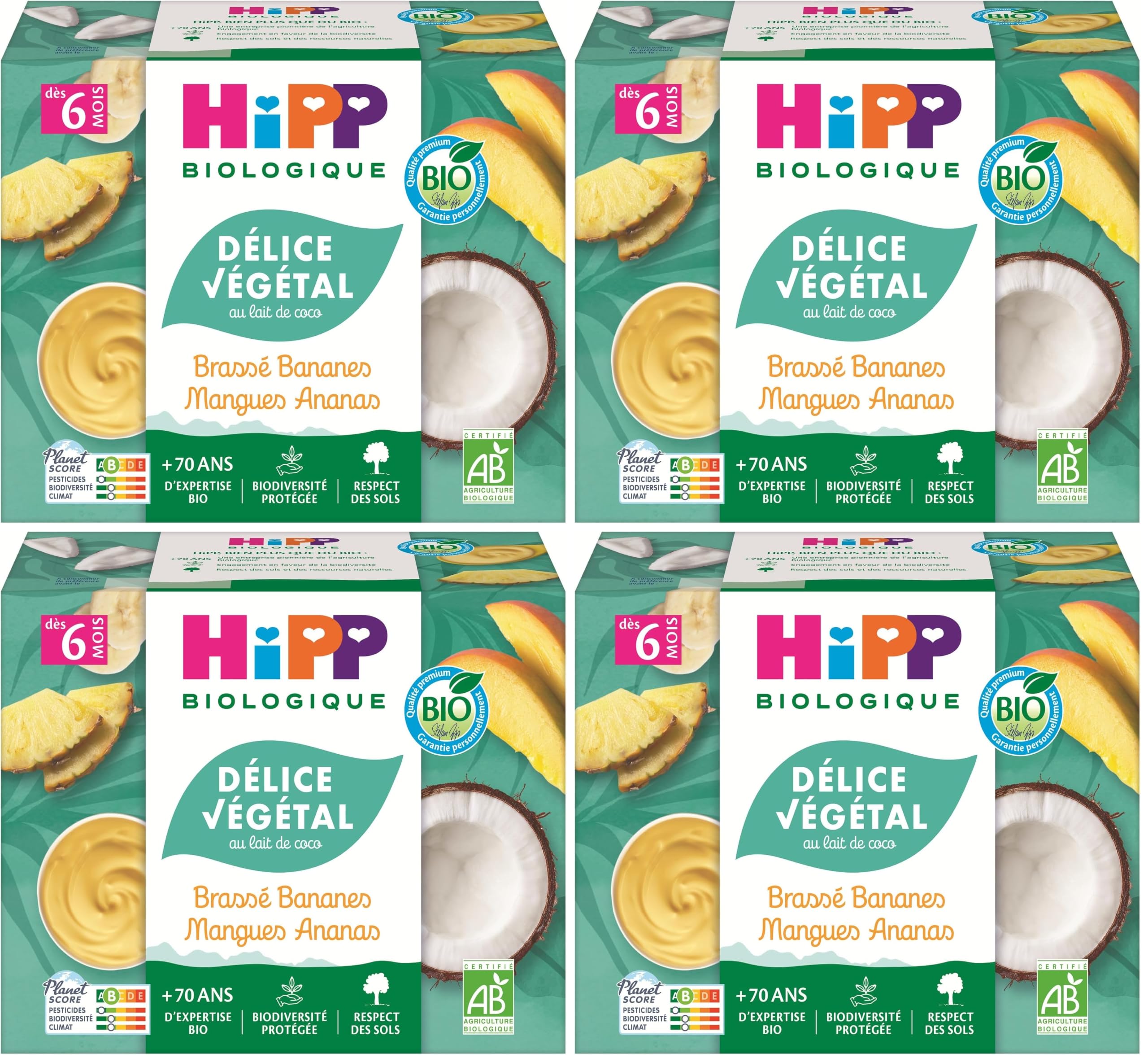 hipp-d-lice-v-g-tal-banane-cacao-coco-bio-4-coupelles-de-100g image 5