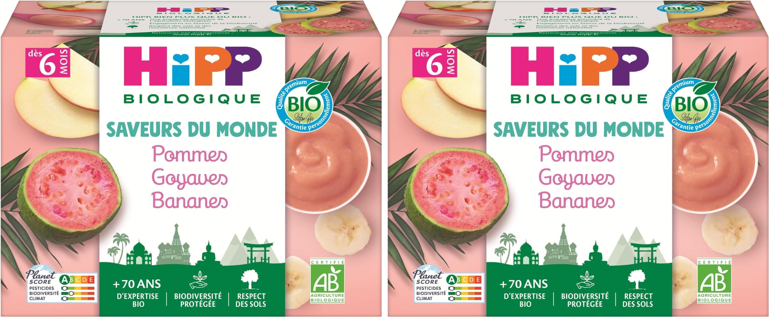 hipp-saveurs-du-monde-bananes-poires-mangues-bio-4-coupelles-x-100g image 6