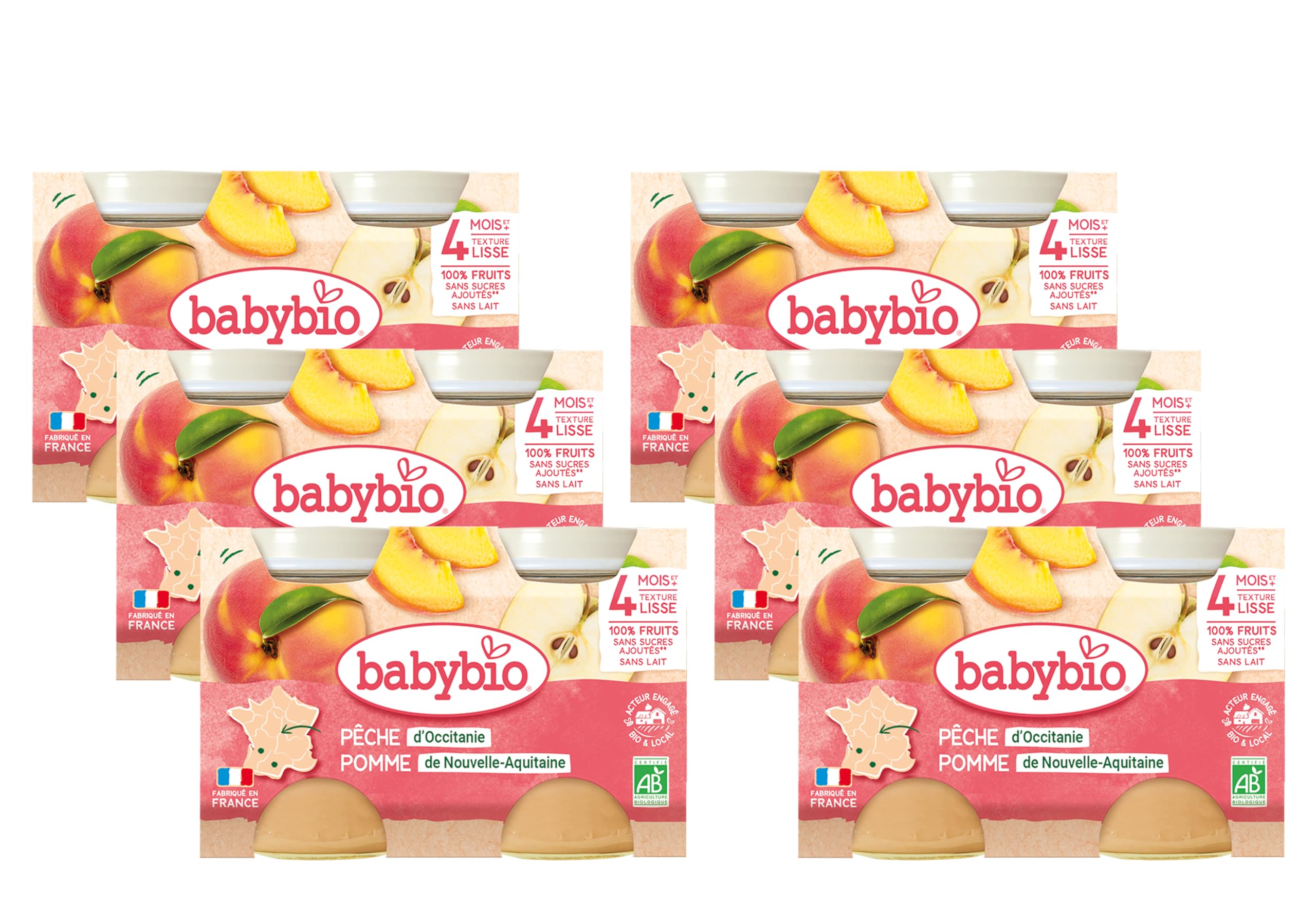 babybio-petits-pots-p-che-pomme-d-s-4-mois-2x130-g-lot-de-6-bio image 1