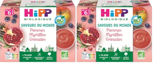 hipp-saveurs-du-monde-coupelles-pommes-myrtilles-grenades-bio-4x100g image 8