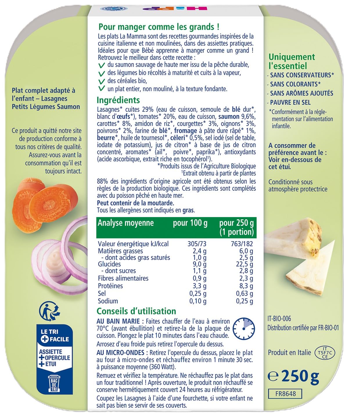 hipp-la-mamma-lasagnes-petits-l-gumes-saumon-d-s-15-mois-6x250g-bio image 2