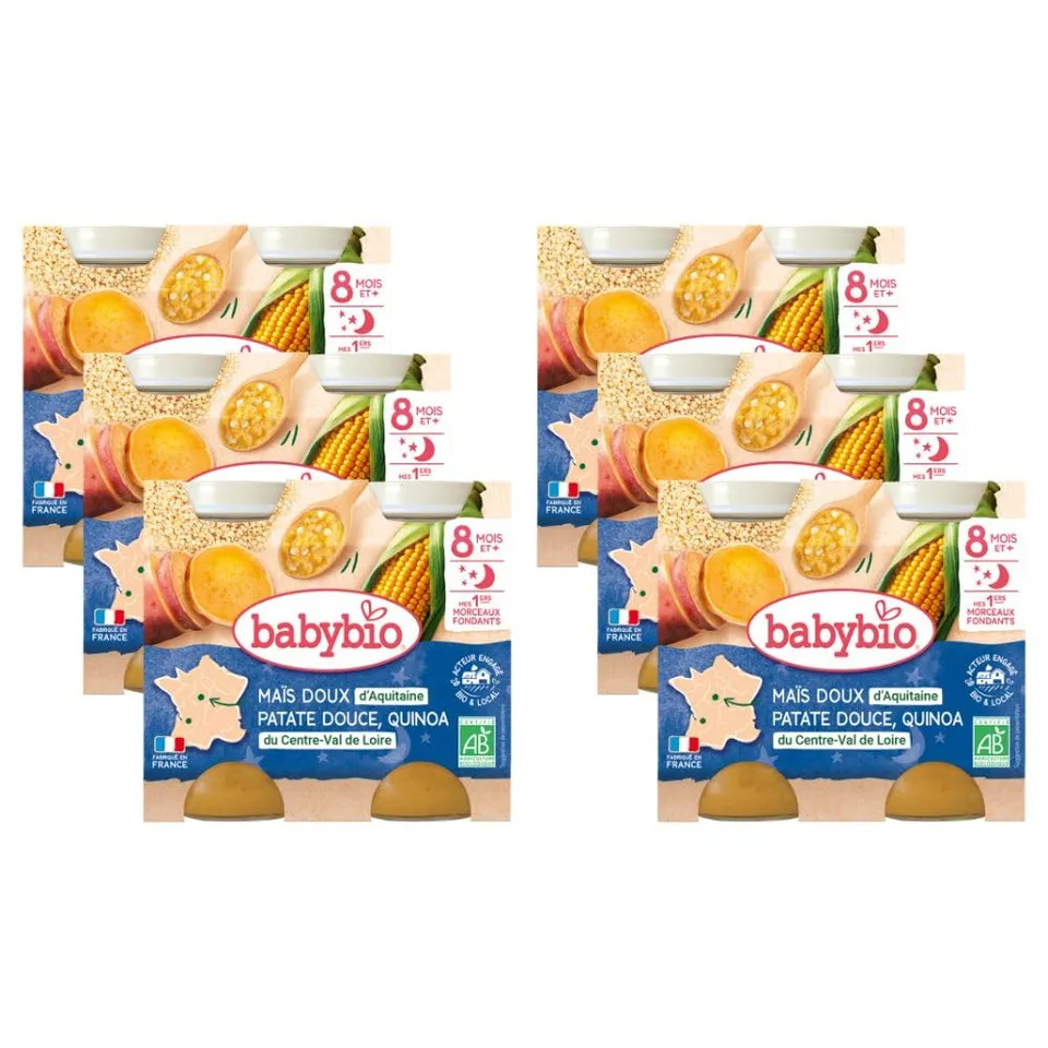 babybio-petits-pots-ma-s-patate-douce-quinoa-avec-morceaux-d-s-8-mois-bio-12-x-2 image 1