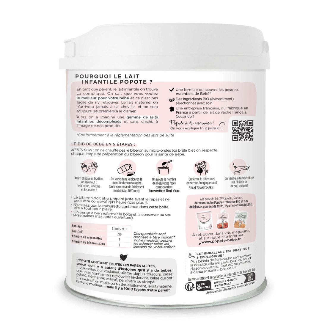 popote-lait-2-me-ge-bio-800g-lot-de-6-bo-tes-6-12-mois image 3