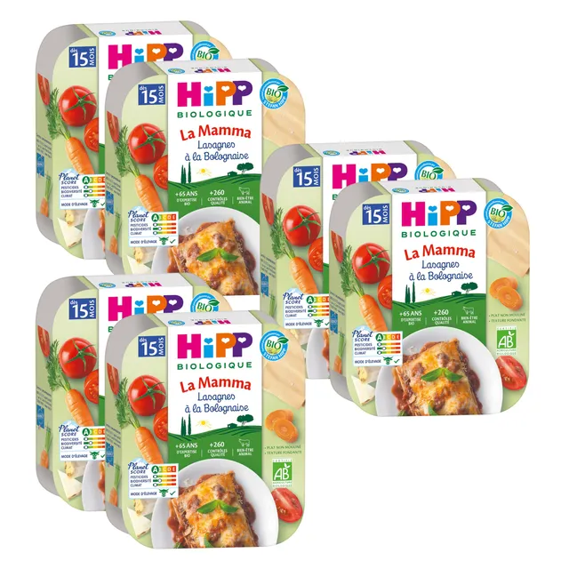 hipp-la-mamma-lasagnes-la-bolognaise-bio-d-s-15-mois-6x250g image 1
