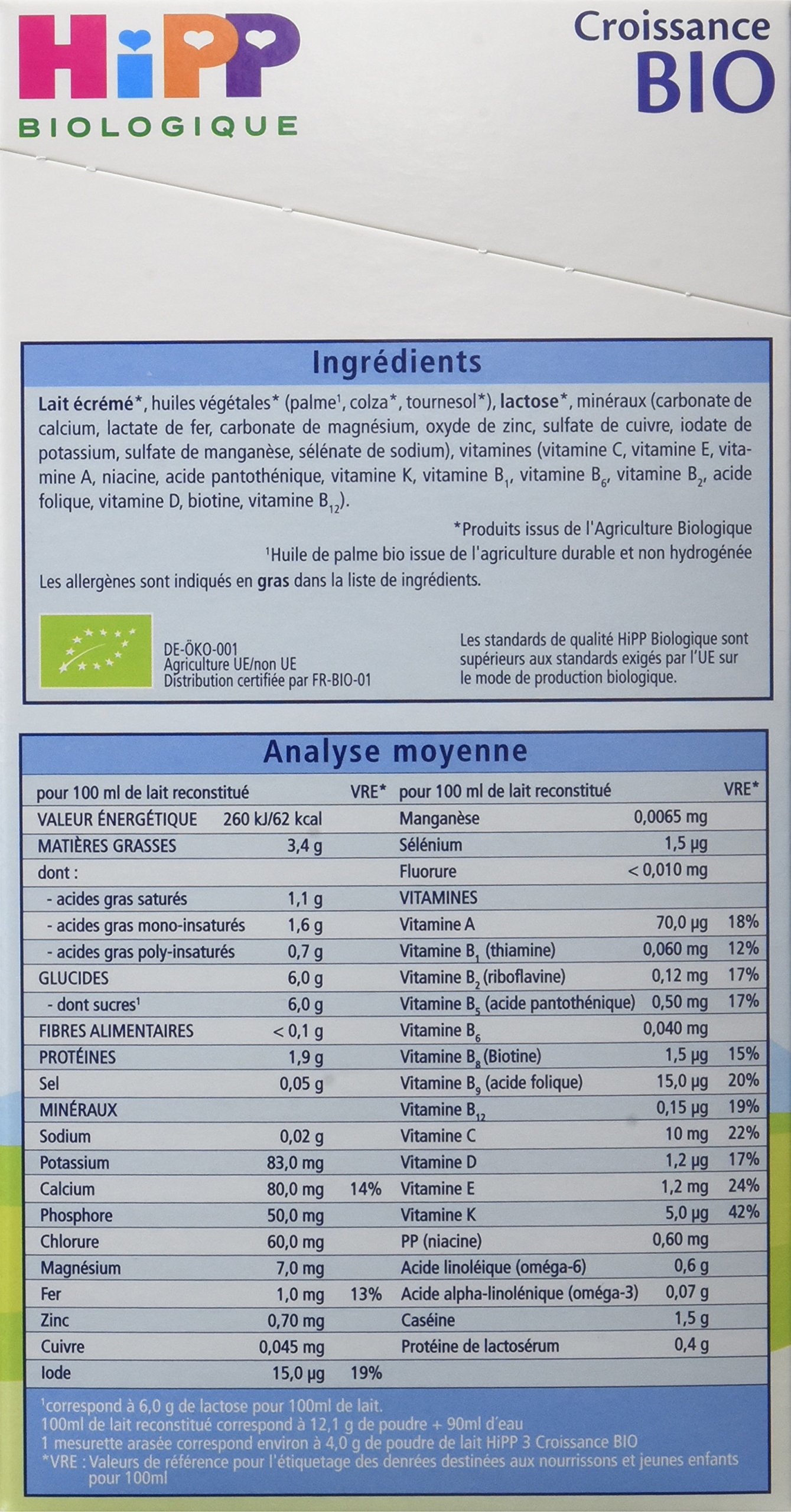 hipp-biologique-lait-3-bio-croissance-d-s-10-mois-4-bo-tes-de-800-g image 3
