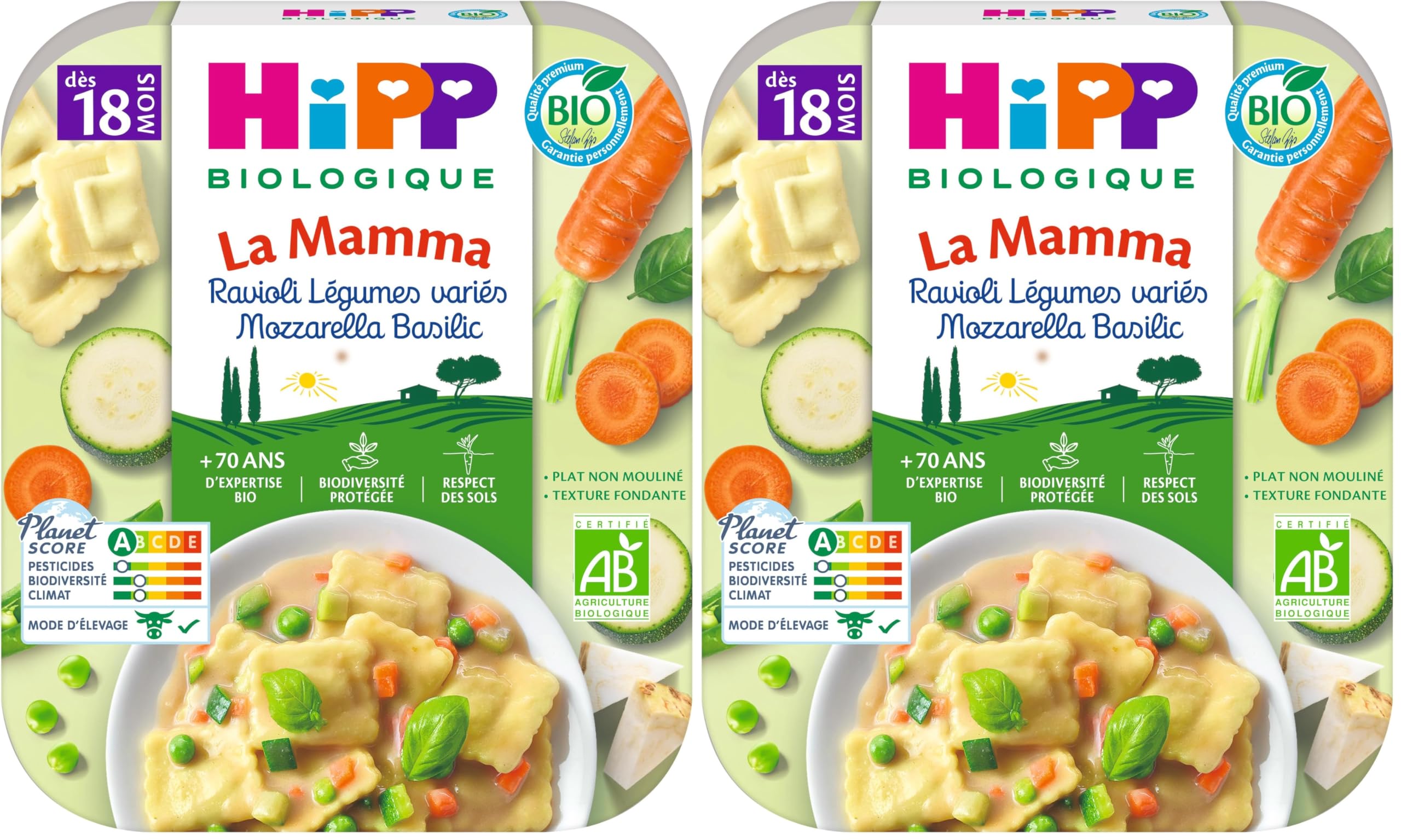 hipp-la-mamma-ravioli-l-gumes-vari-s-mozzarella-basilic-assiettes-bio-6-x-250g image 6