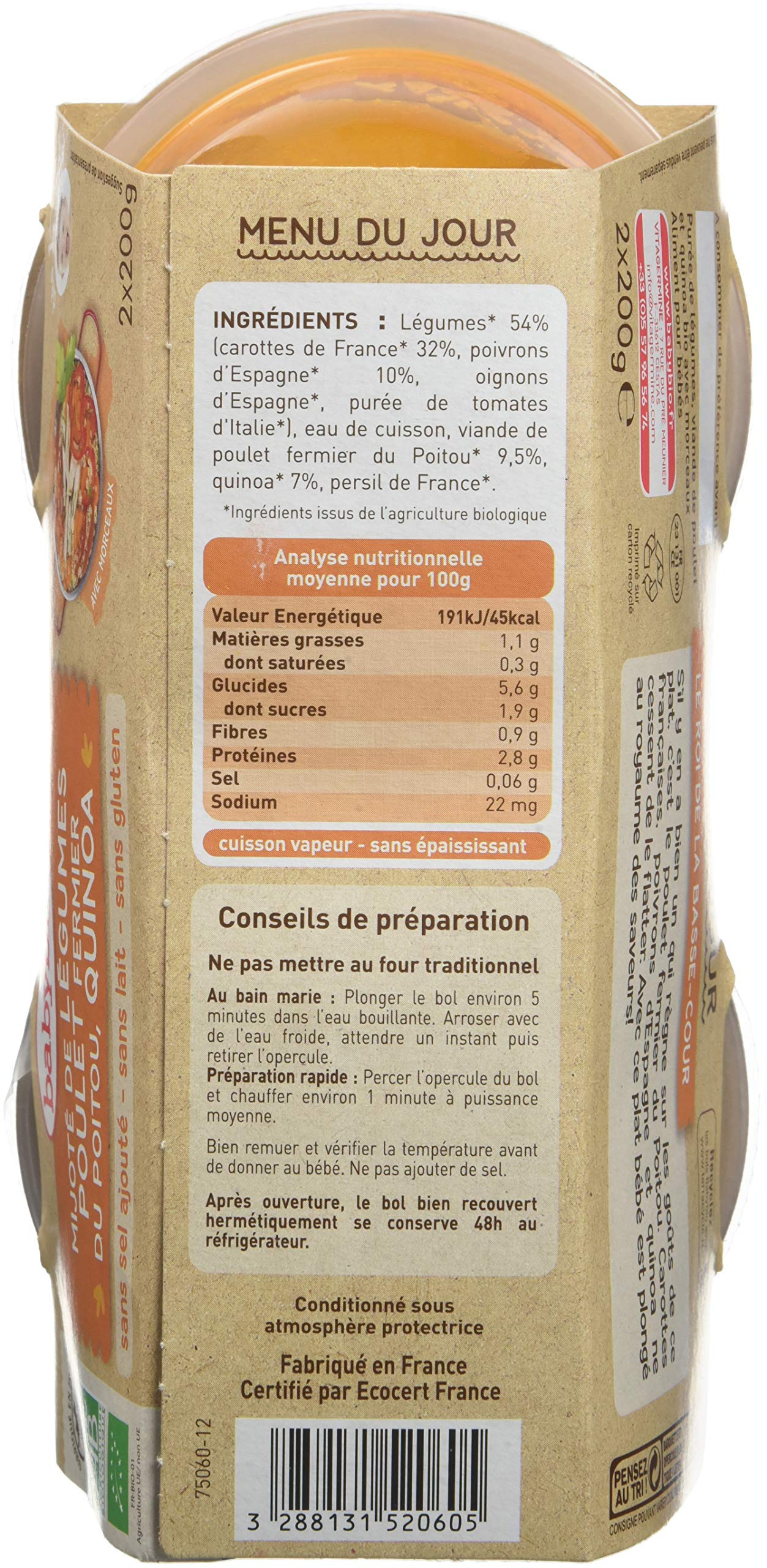 babybio-bols-mijot-l-gumes-poulet-fermier-quinoa-bio-2x200g-12-mois image 3