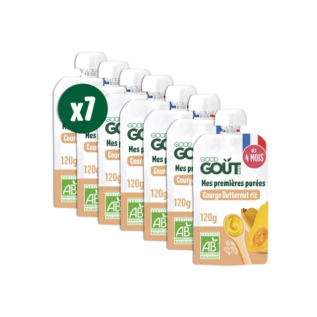 good-go-t-mes-premi-res-pur-es-courge-butternut-riz-d-s-4-mois-7x120g image 1