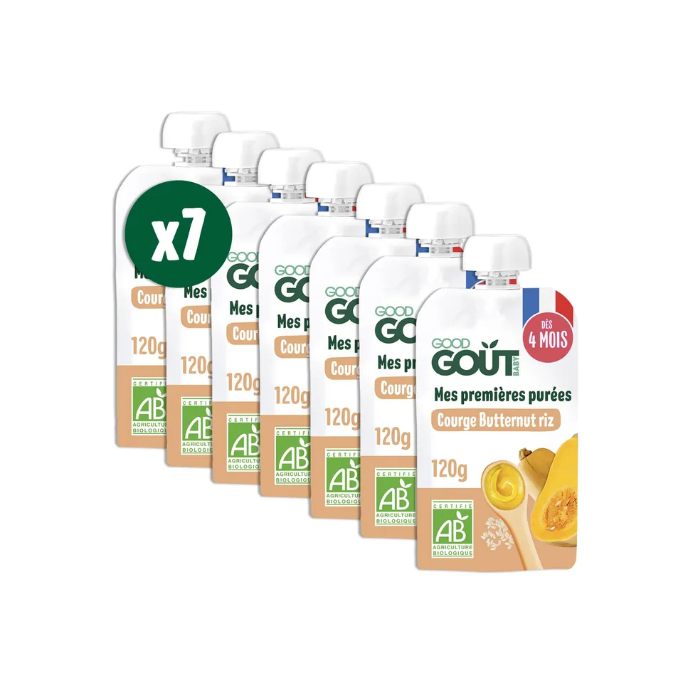 good-go-t-mes-premi-res-pur-es-courge-butternut-riz-d-s-4-mois-7x120g image 1