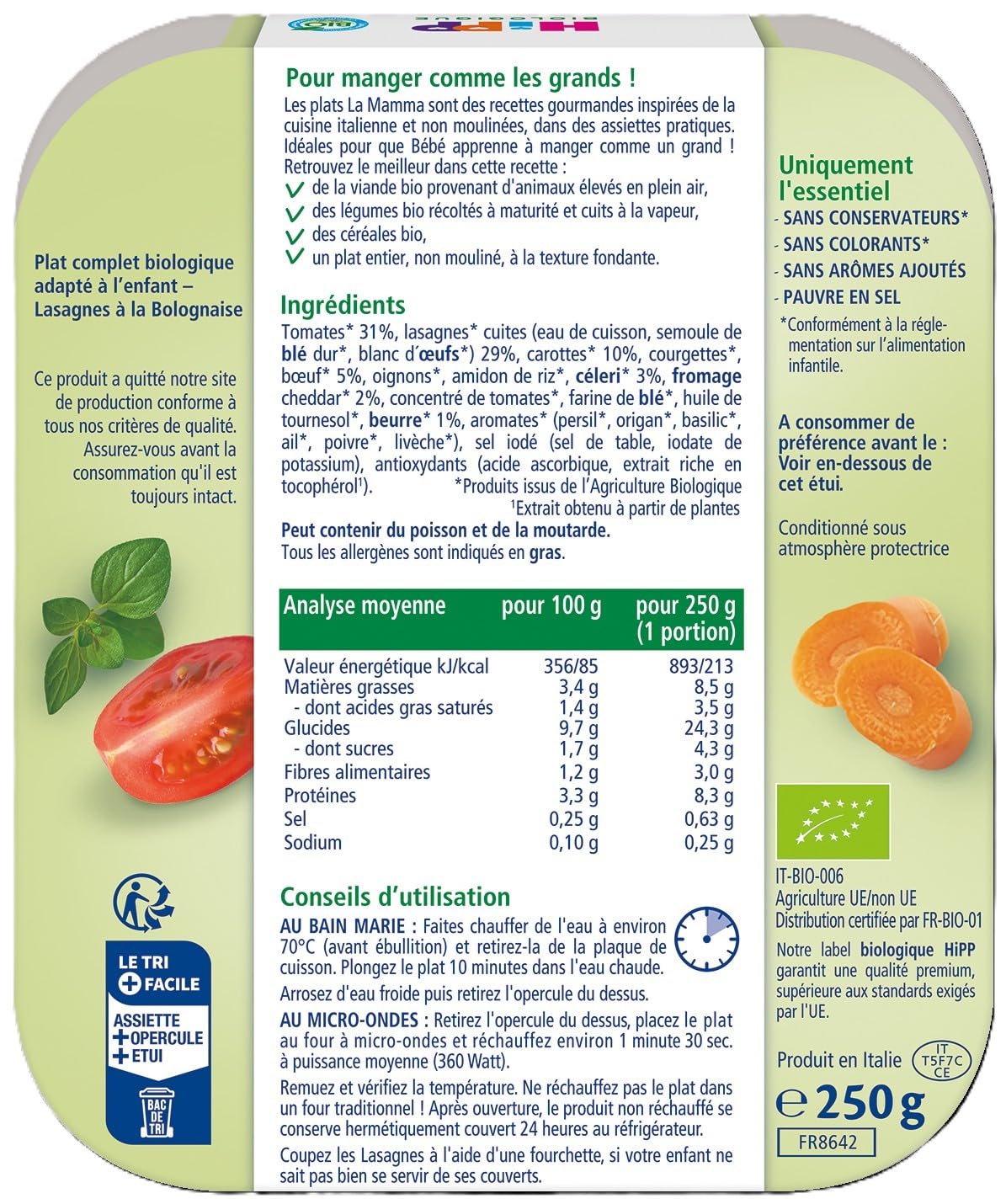 hipp-la-mamma-lasagnes-la-bolognaise-bio-d-s-15-mois-6x250g image 2