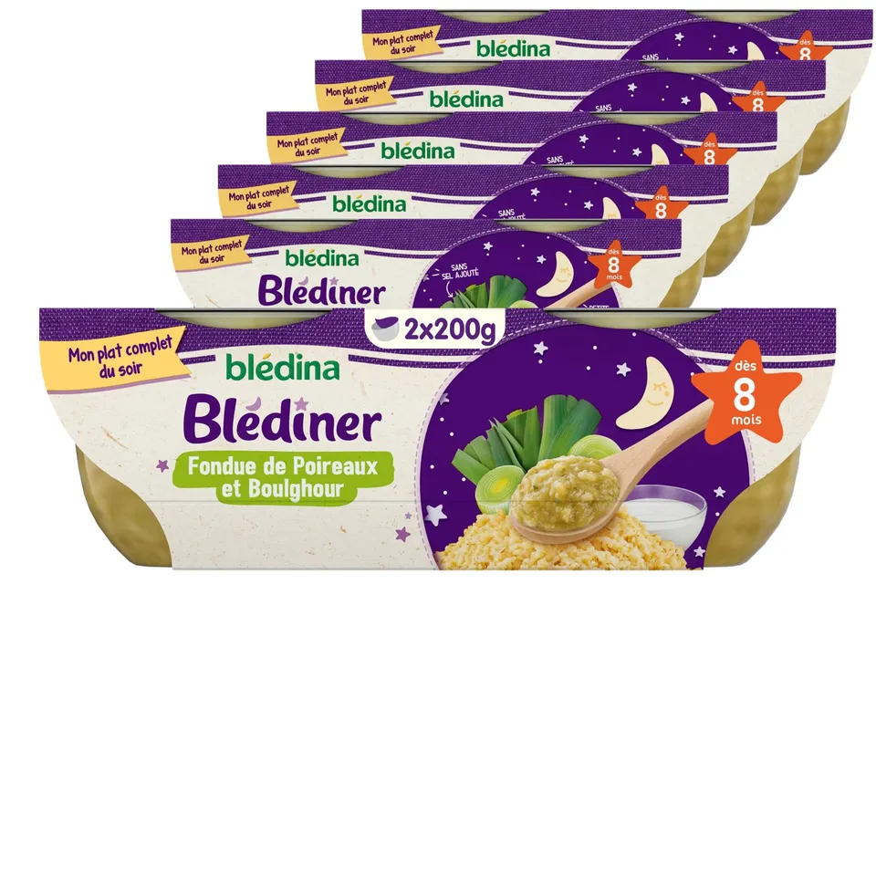 bl-dina-bl-diner-fondue-de-poireaux-et-boulghour-12-bols-de-200-g-d-s-8-mois image 1