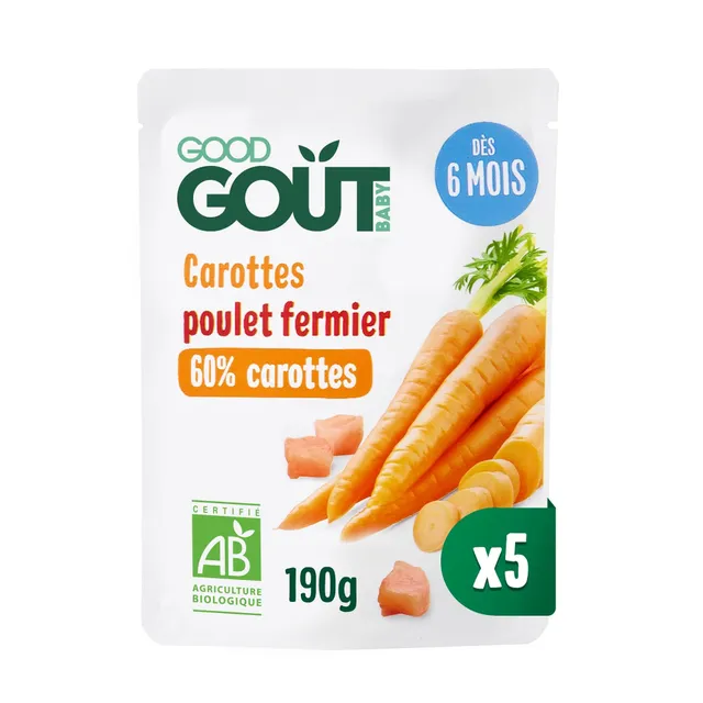 good-go-t-carottes-et-poulet-fermier-d-s-6-mois-5x190g image 1