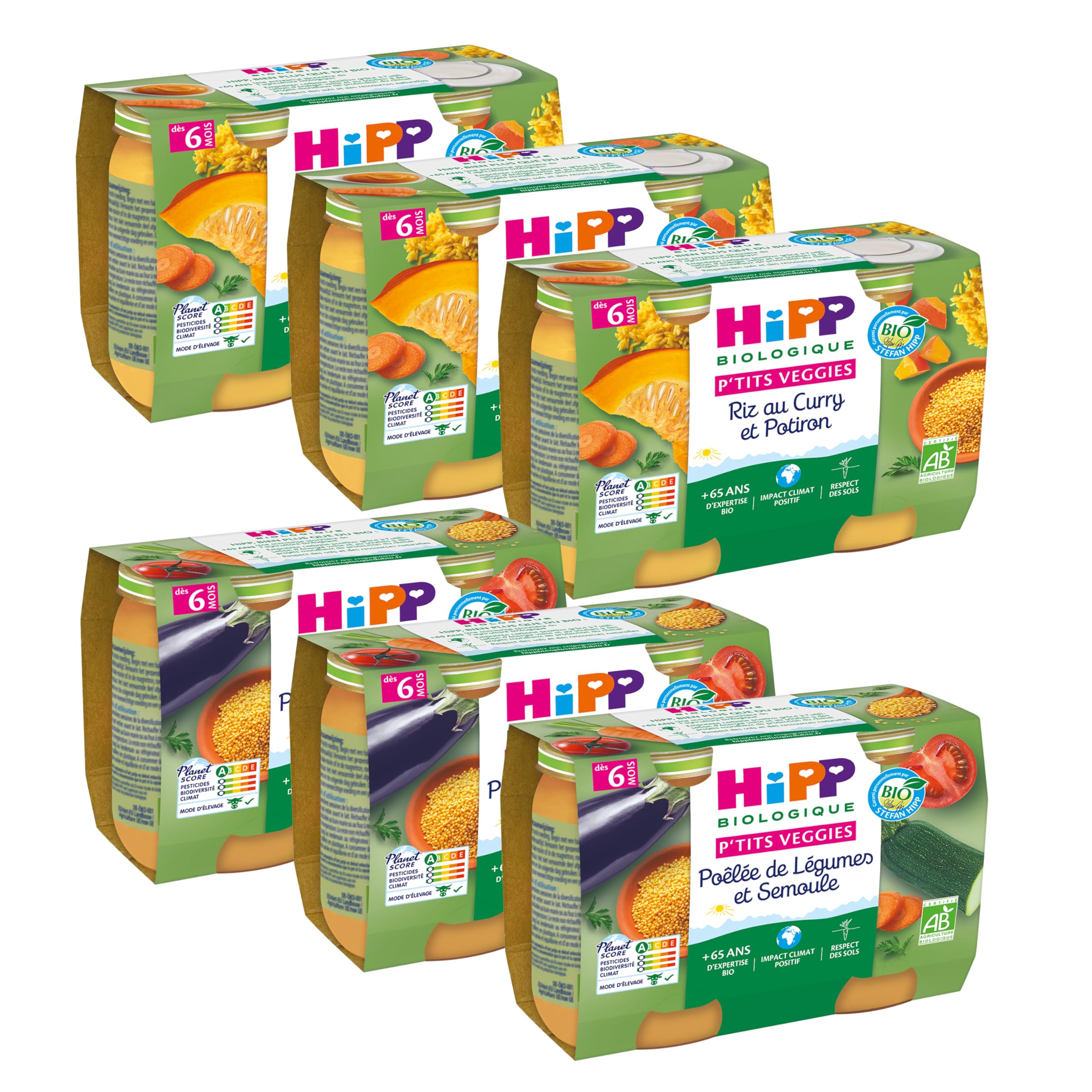 hipp-p-tits-veggies-2-vari-t-s-d-s-6-mois-bio-pots-2x190g-lot-de-6 image 1