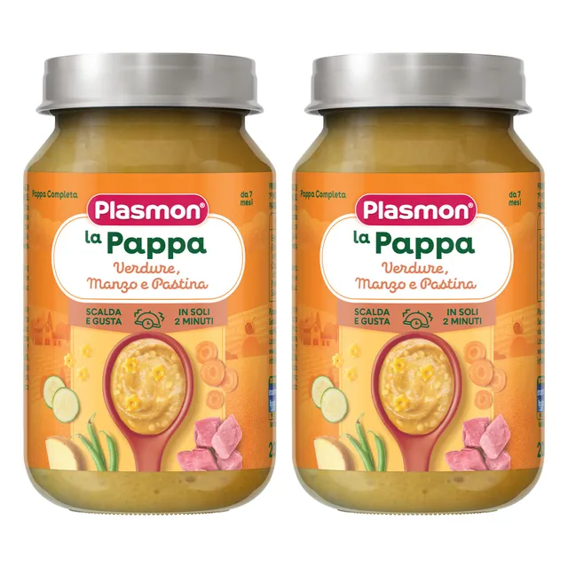 plasmon-la-pappa-verdure-manzo-e-pastina-plat-homog-n-is-d-s-7-mois-2-pots-de-20 image 1