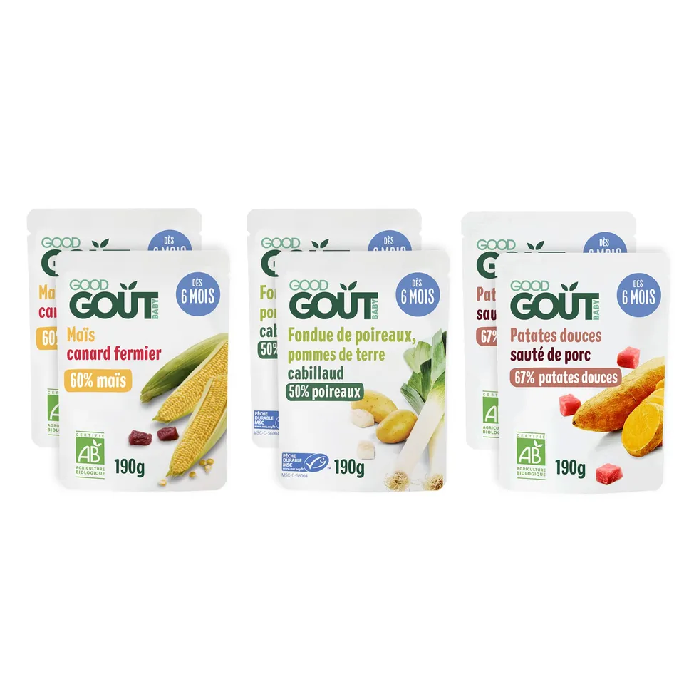 good-go-t-plats-cuisin-s-bio-b-b-lot-6-sachets-assortiment-viande-poisson image 1