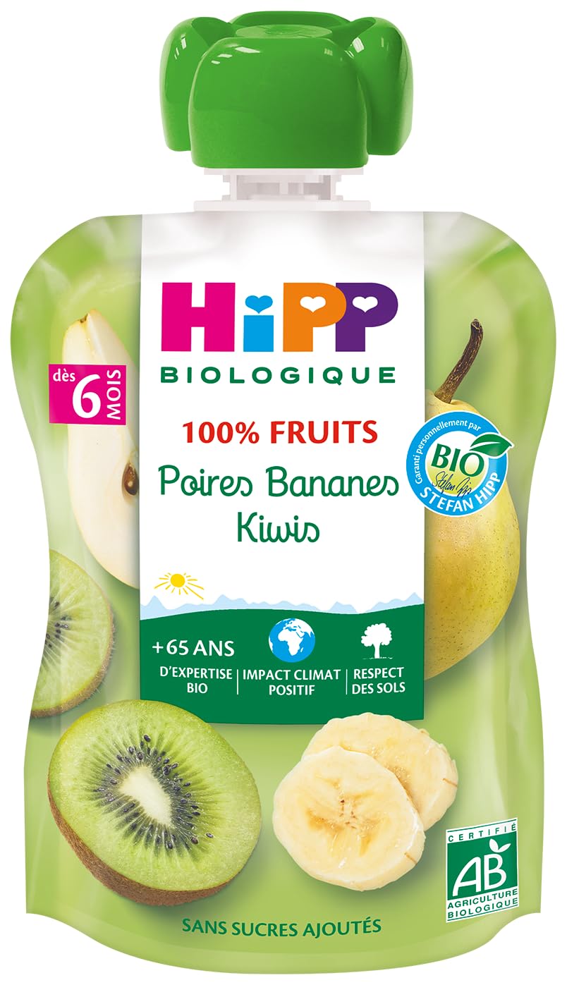 hipp-biologique-gourde-compote-poires-bananes-kiwis-6-x-90-g image 2