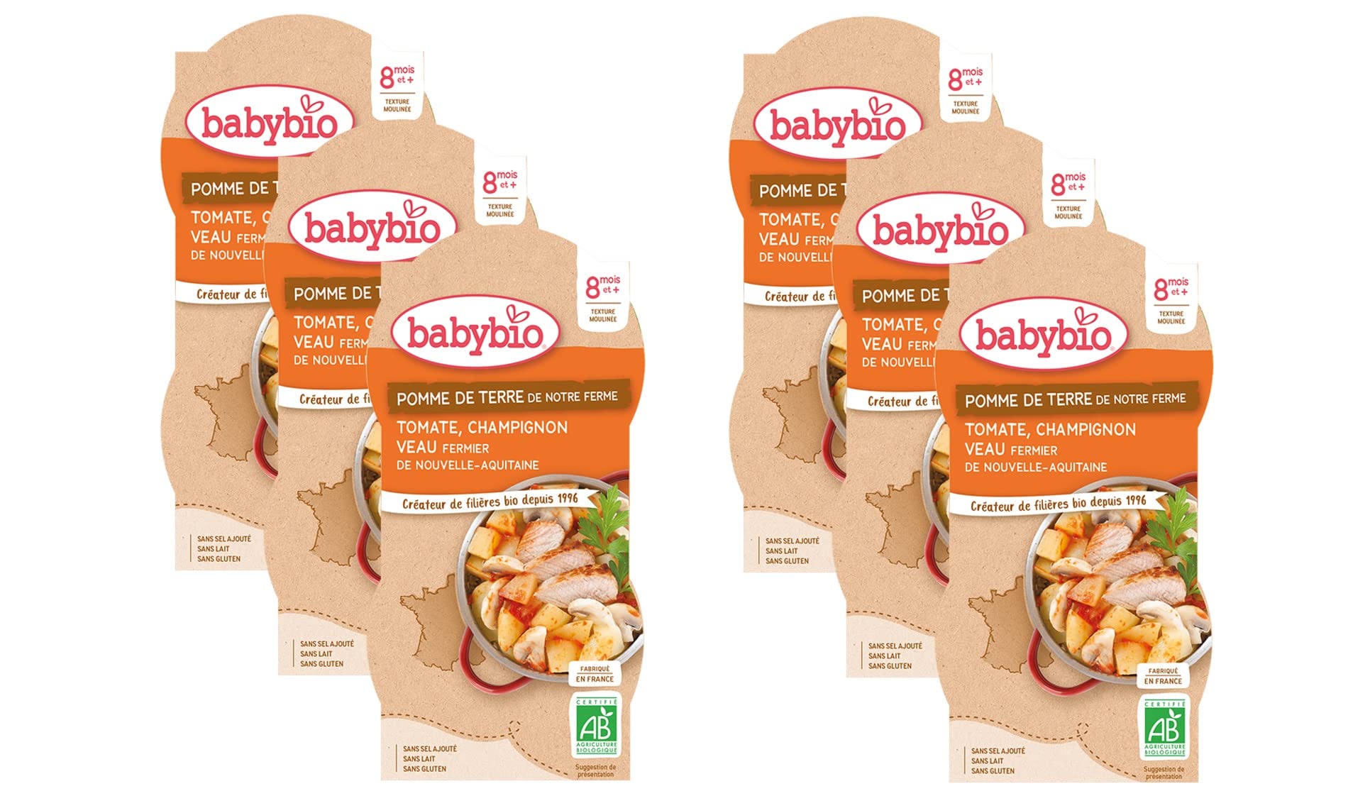 babybio-bols-pomme-de-terre-tomate-champignon-veau-2x200g-d-s-8-mois-lot-de-6-bi image 1