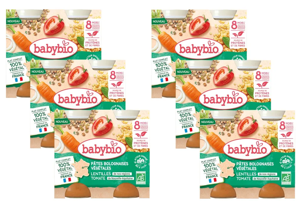 babybio-petits-pots-p-tes-bolognaises-v-g-tales-carottes-lentilles-tomates-d-s-8 image 1