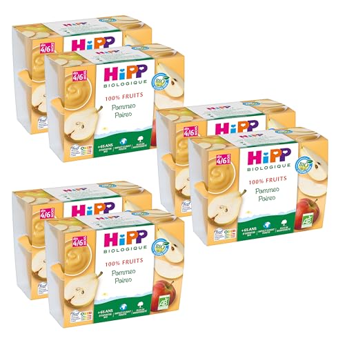 hipp-100-fruits-pommes-poires-bio-d-s-4-6-mois-coupelles-4x100g-lot-de-6 image 5