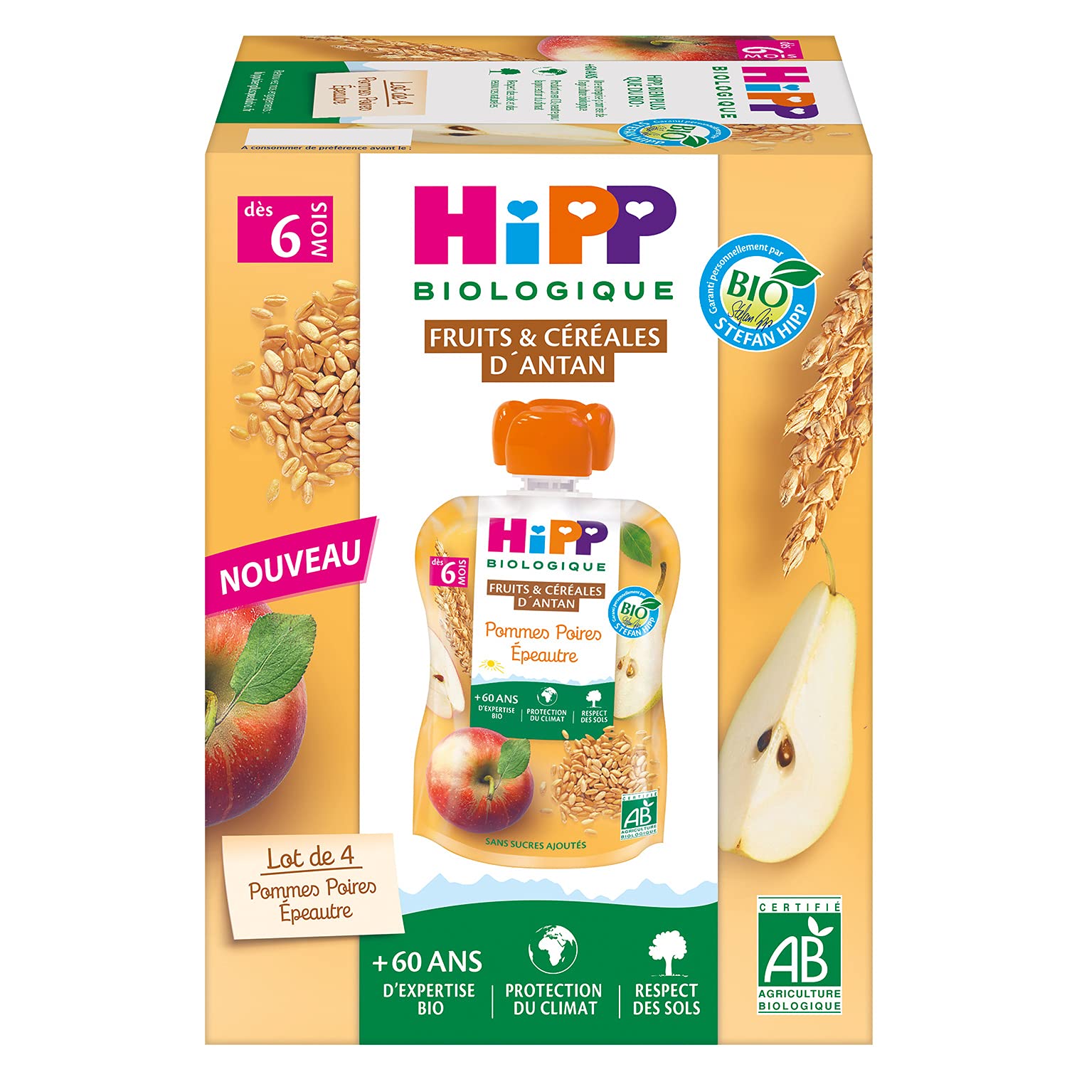 hipp-biologique-pommes-poires-peautre-gourdes-d-s-6-mois-4-x-90g-lot-de-24-2-16- image 2
