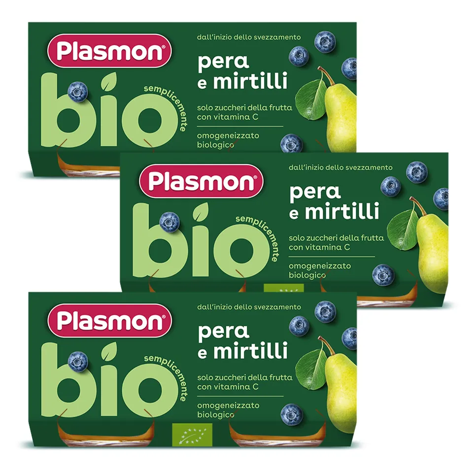 plasmon-bio-omogeneizzato-frutta-pera-e-mirtilli-petit-pot-fruit-bio-b-b-3x-2x80 image 1