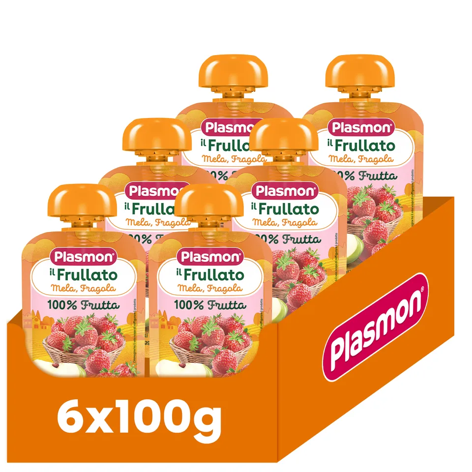 plasmon-frullato-100-frutta-mela-e-fragola-6x100-g image 1