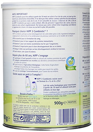 hipp-biologique-lait-3-combiotic-croissance-d-s-10-mois-3-bo-tes-de-900-g image 8