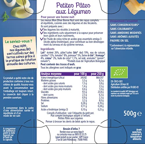 hipp-biologique-bonne-nuit-petites-p-tes-aux-l-gumes-d-s-12-mois-2-x-250g-lot-de image 6