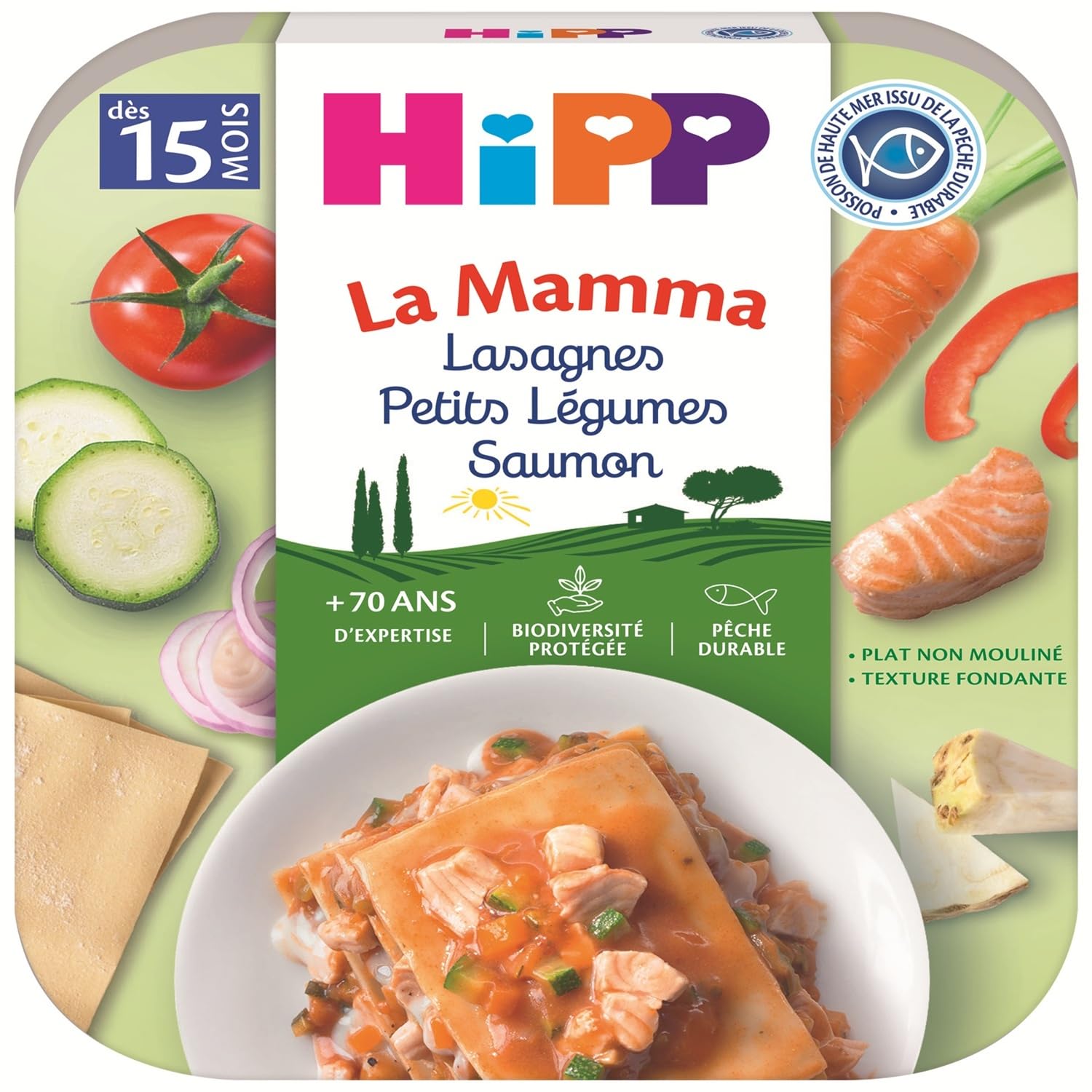 hipp-la-mamma-lasagnes-petits-l-gumes-saumon-d-s-15-mois-6x250g-bio image 3