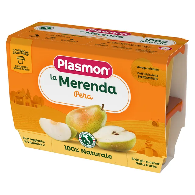 plasmon-omogeneizzato-la-merenda-dei-bambini-pera-4-x-100-g image 1