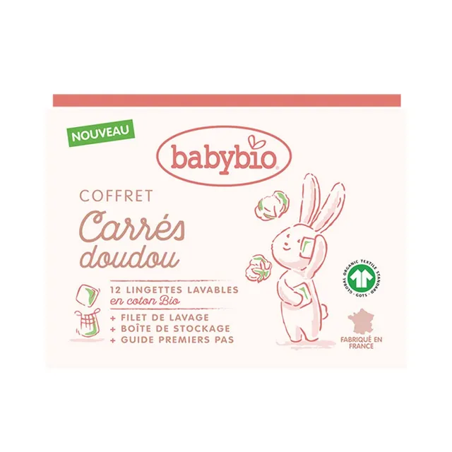 babybio-coffret-carr-doudou-12-lingettes-lavables-coton-bio-filet-de-lavage-fabr image 1