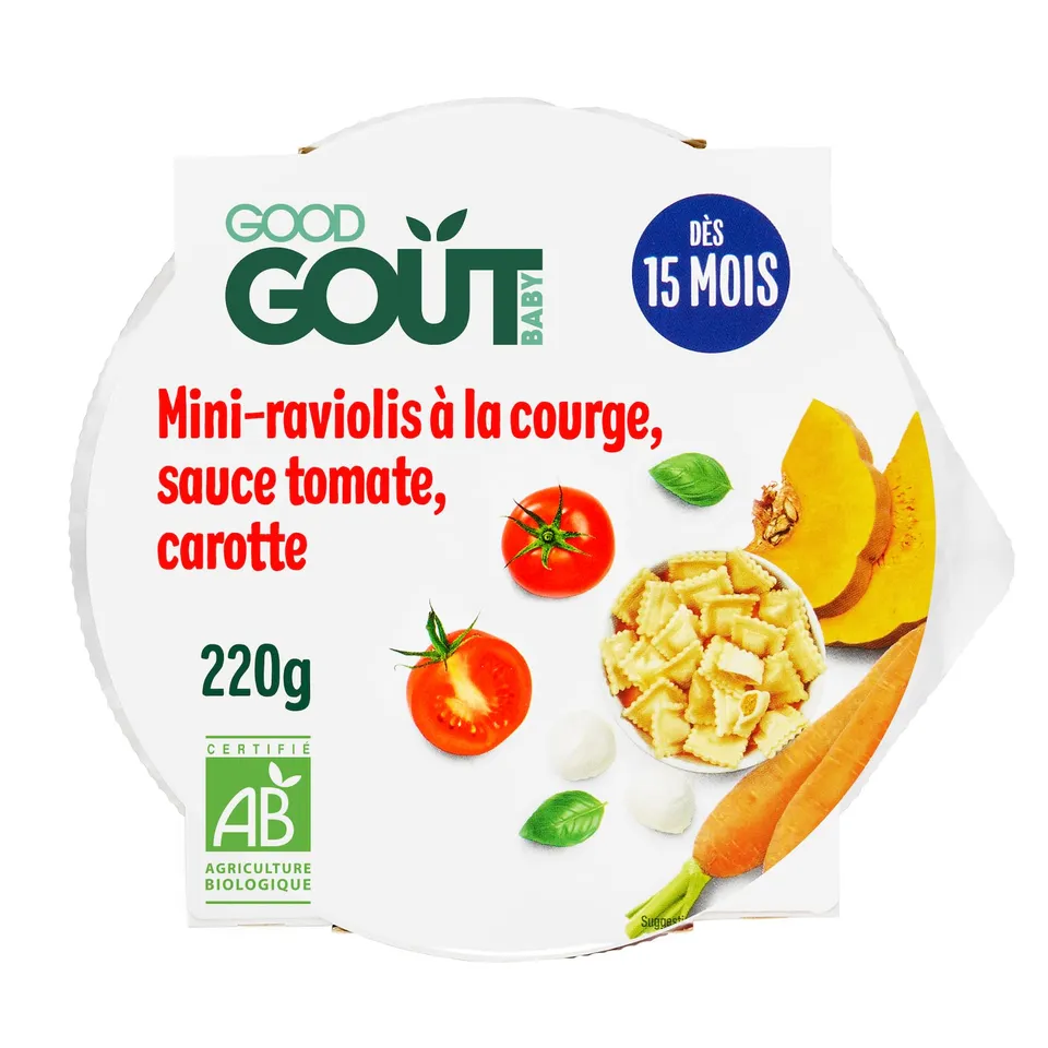good-go-t-mini-raviolis-courge-sauce-tomate-et-carottes-bio-d-s-15-mois-190g image 1