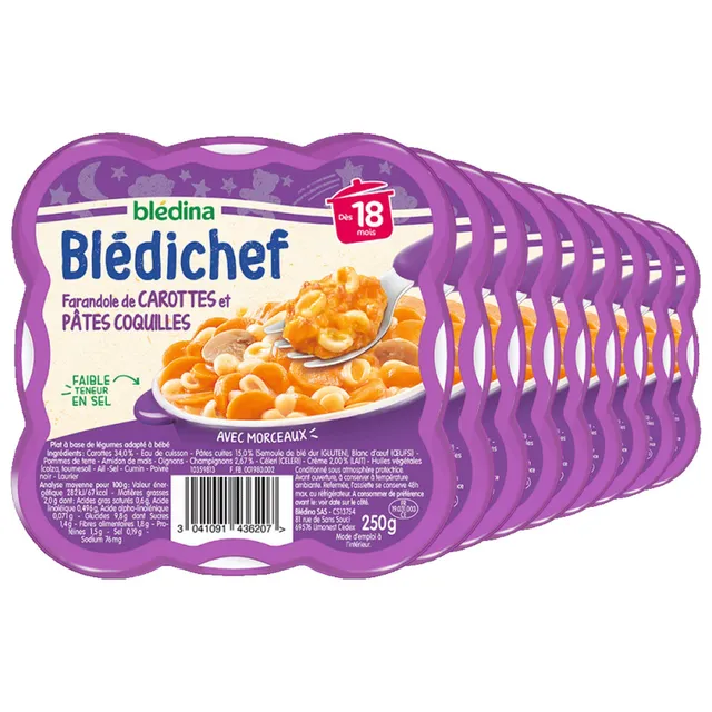 bl-dina-bl-dichef-repas-b-b-d-s-18-mois-carottes-p-tes-coquilles-9-x-250-g image 1