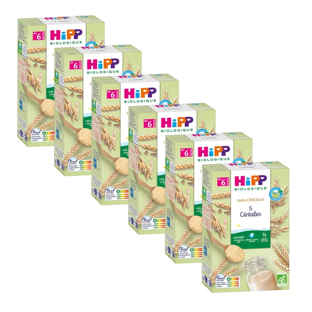 hipp-100-c-r-ales-bio-5-c-r-ales-d-s-6-mois-lot-de-6x250g image 1